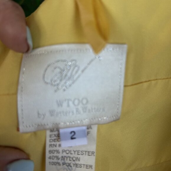 WTOO by Watters & Watters Yellow Satin Prom Bridesmaid Dress Size 2 - Picture 6 of 12